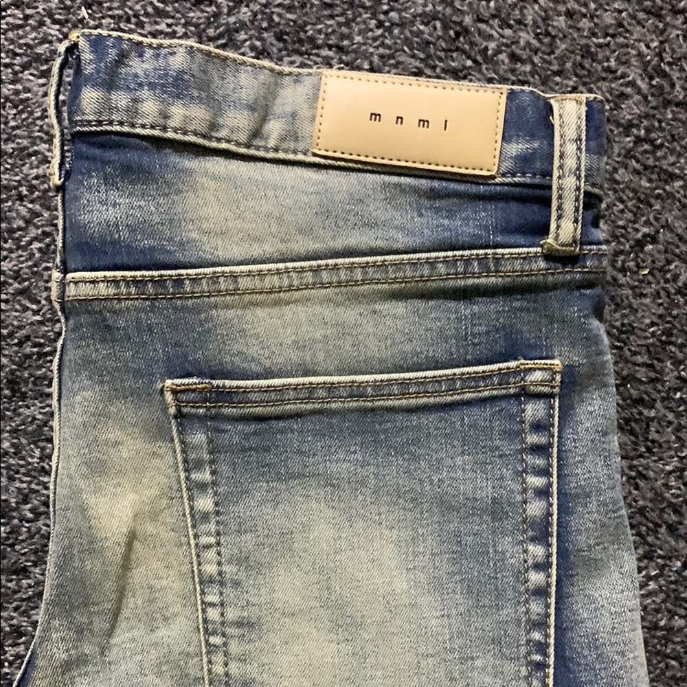 MNML Blue Skinny Jeans with Vintage-Inspired Fading